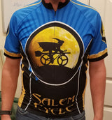 Salem Cycle Witch on Bike Blue Jersey